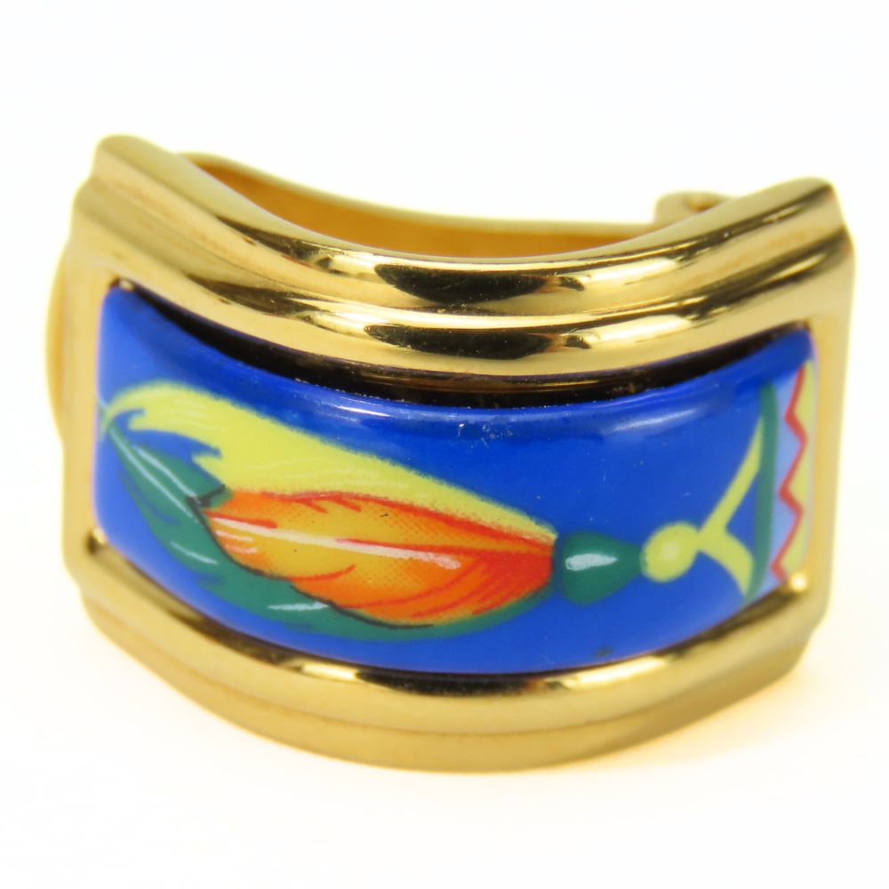 HERMES Earring Metal, Cloisonne blue Emile Women