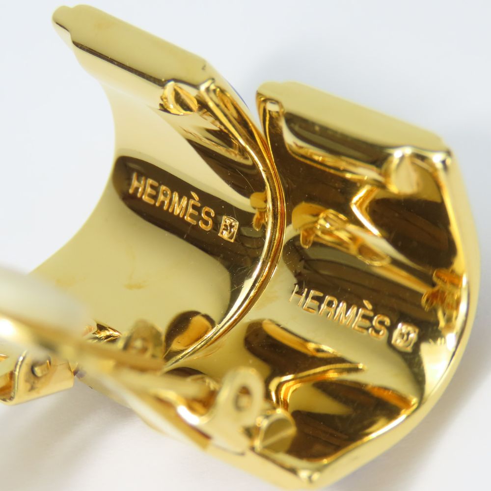 HERMES Earring Metal, Cloisonne blue Emile Women