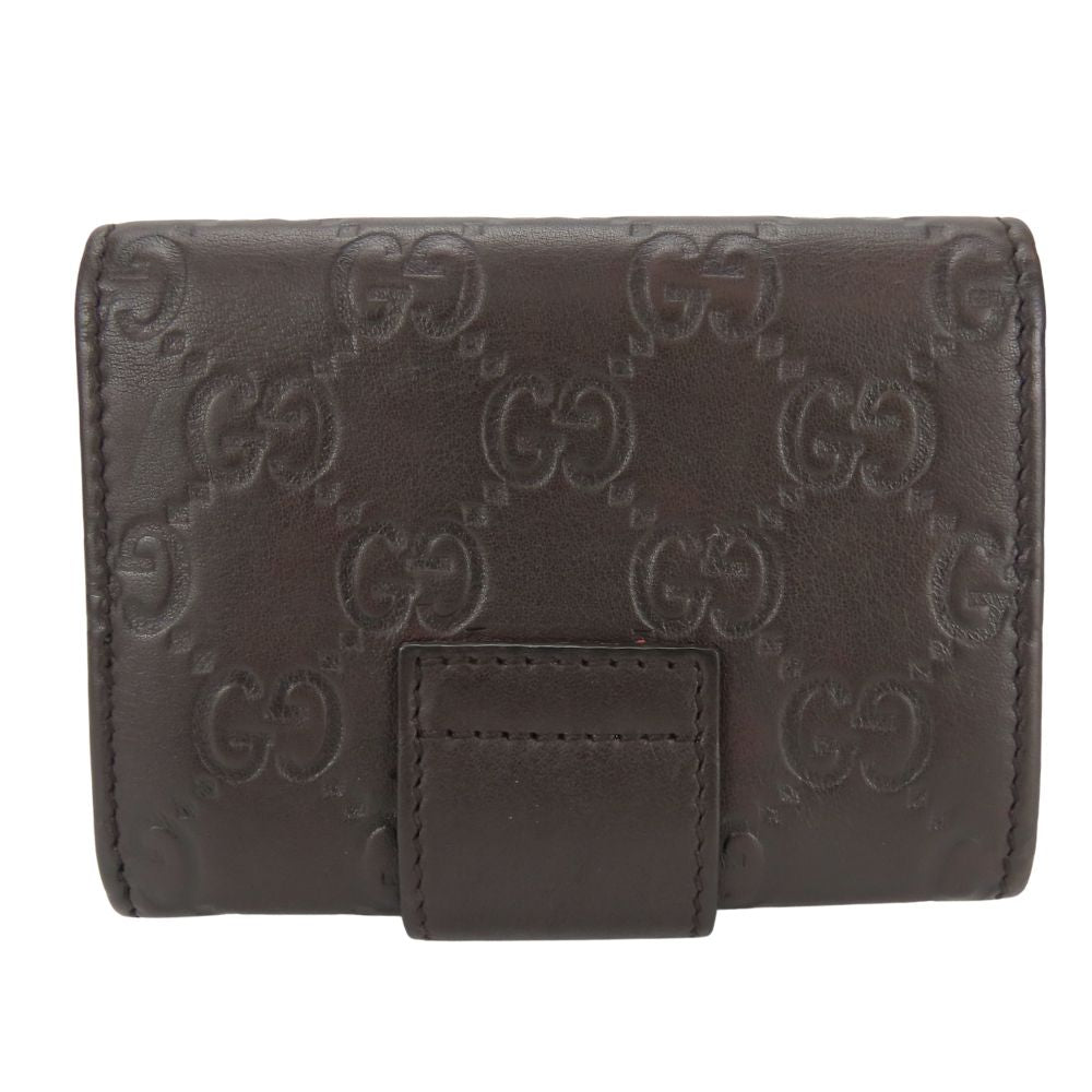 GUCCI Card Case 212097 Sima leather Dark brown Women