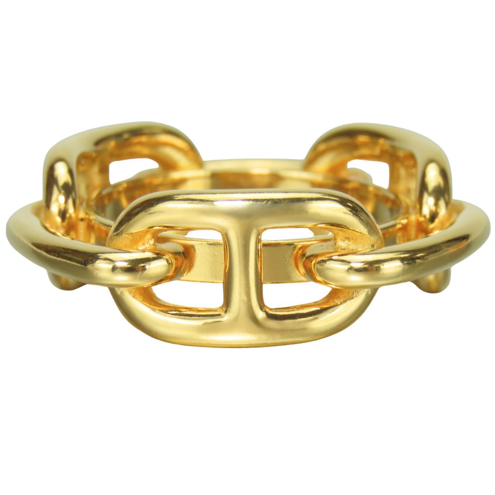 HERMES Scarf ring metal gold Chene Dunkle Women