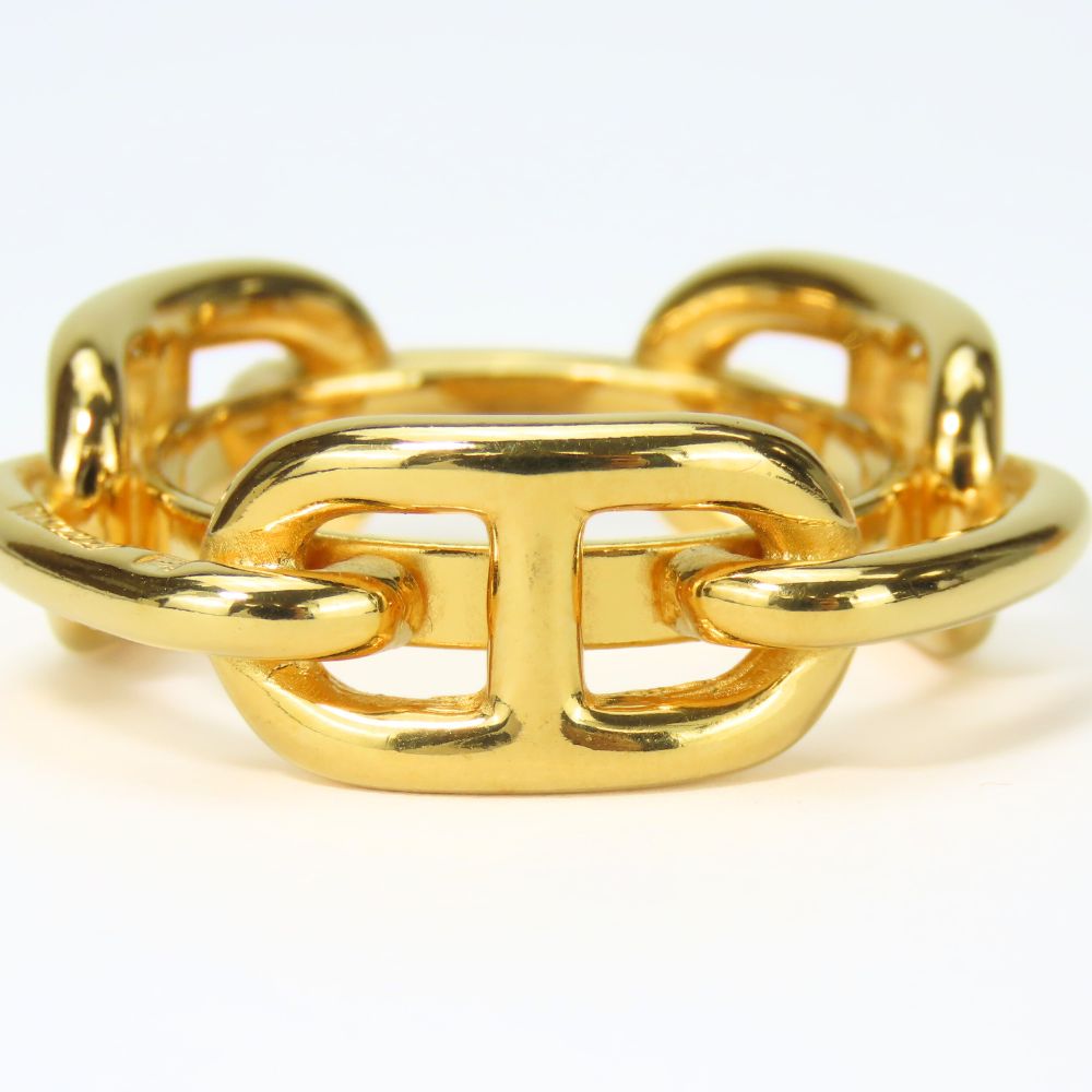 HERMES Scarf ring metal gold Chene Dunkle Women