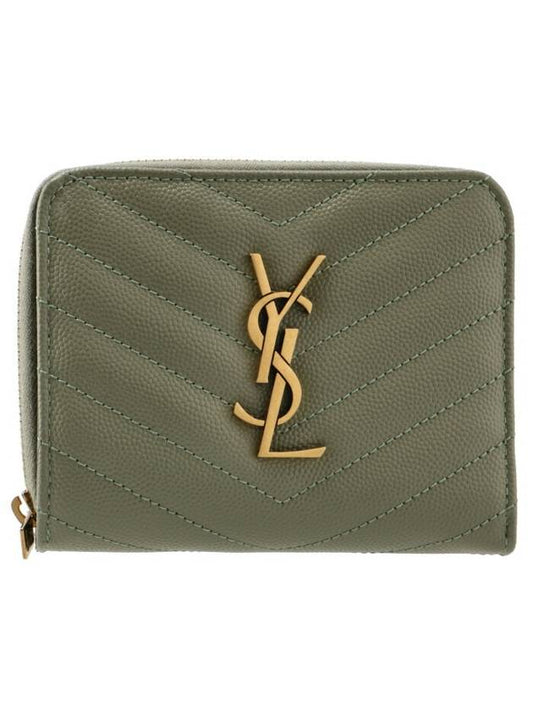 Luxury Saint Laurent Trending 2025 Monogram Compact Zipper Half Wallet Green