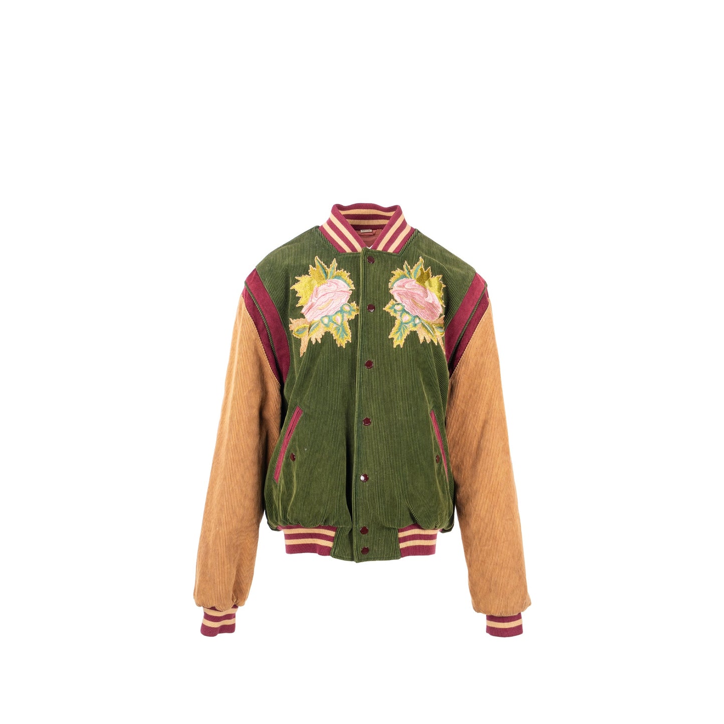 GUCCI Size 48 Embroidered Corduroy âModern Futureâ Bomber Jacket Cotton Multicolour