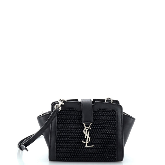 Luxury Saint Laurent Trending 2025 Monogram Cabas Downtown Raffia and Leather Toy
