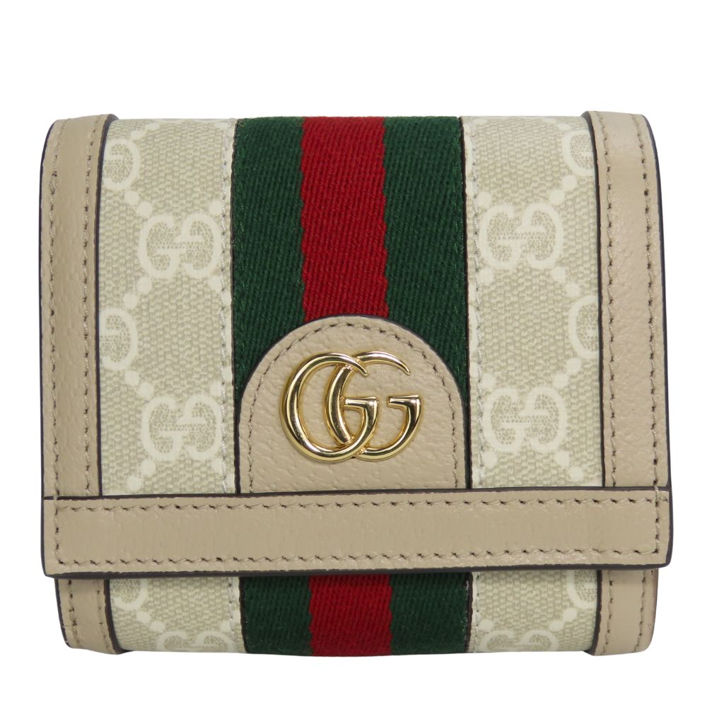 GUCCI Bifold Wallet 598662 GG Supreme canvas, leather Greige type Offidia GG Women