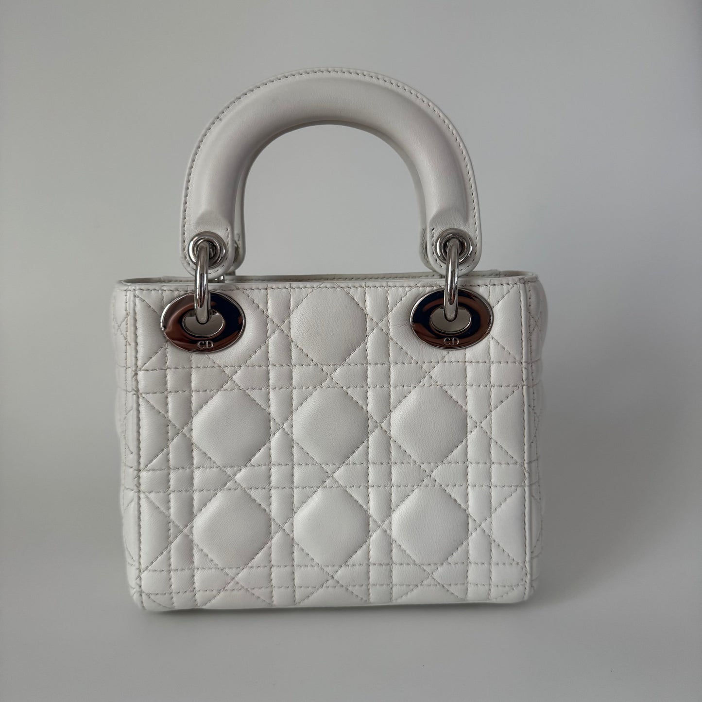Lady Dior Mini White Lambskin Leather Silver HW Chain Strap 2018