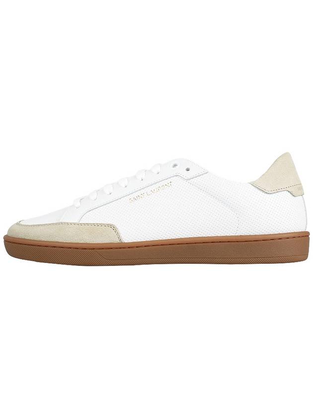 Luxury Saint Laurent Trending 2025 Court Classic Perforated Beige Tab Low Top Sneakers White