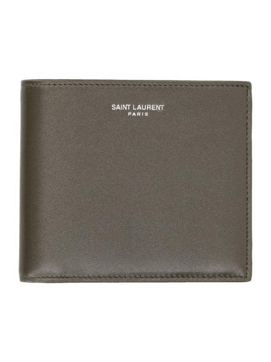 Luxury Saint Laurent Trending 2025 East West Leather Half Wallet Light Musk