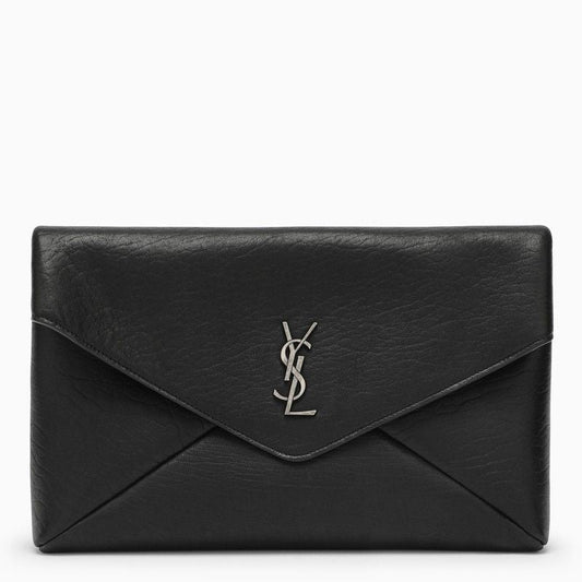 Luxury Saint Laurent Trending 2025 Men's Cassandre Large Envelope Clutch Bag With Logo in Black | 778181AACIA
