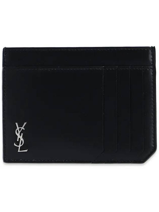 Luxury Saint Laurent Trending 2025 Monogram Logo Card Wallet Black