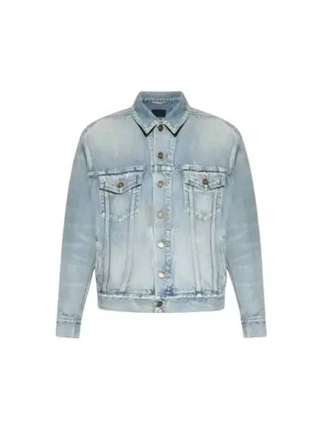 Luxury Saint Laurent Trending 2025 Oversized Fit Denim Jacket Sky Blue