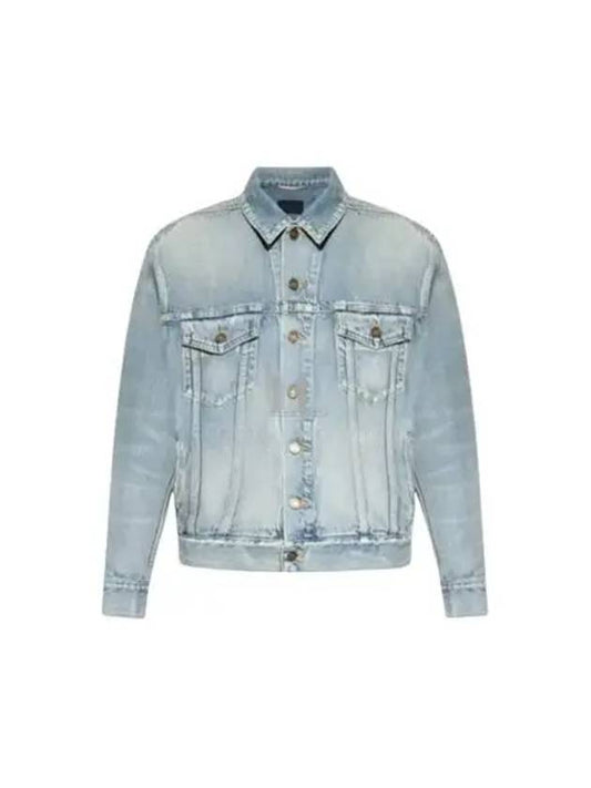 Luxury Saint Laurent Trending 2025 Oversized Fit Denim Jacket Sky Blue