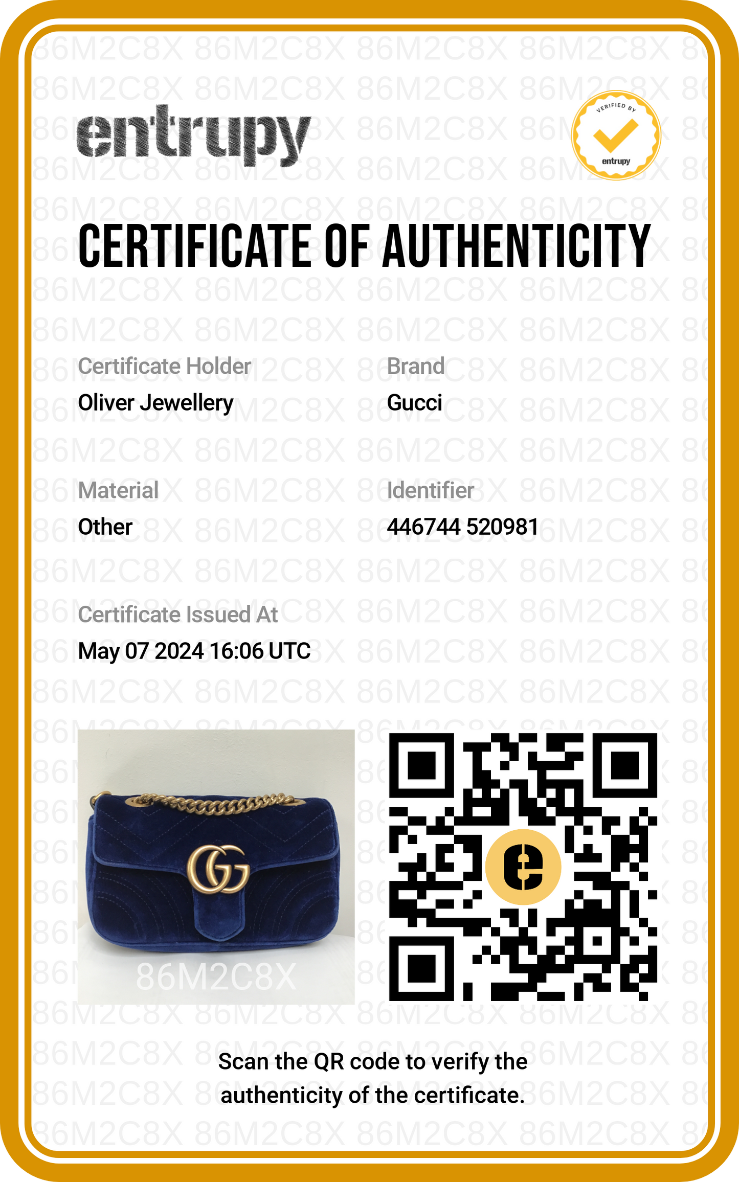 Gucci Blue Velvet Matelasse GG Marmont Mini Shoulder Bag