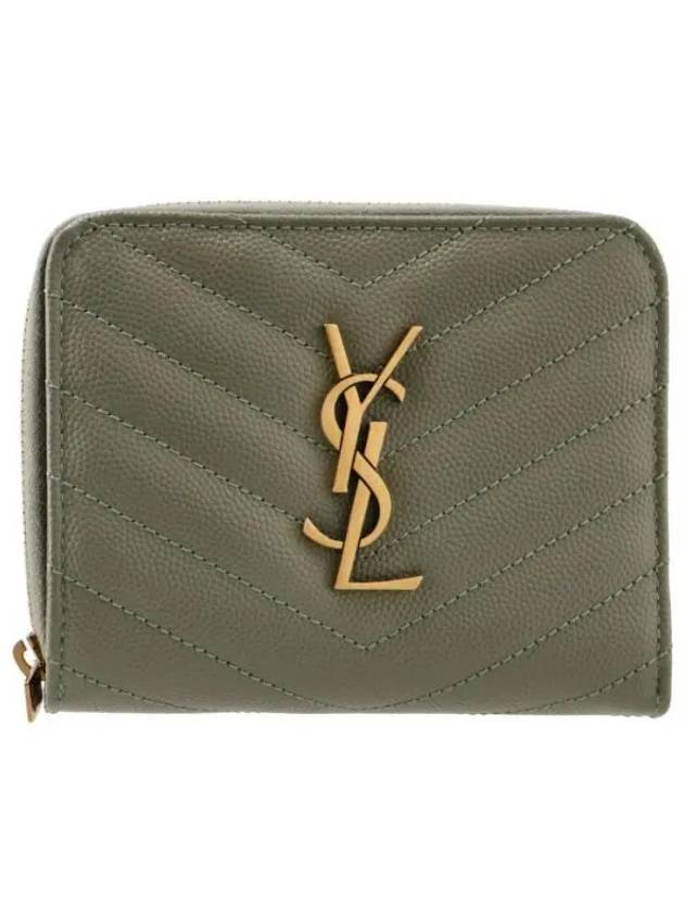 Luxury Saint Laurent Trending 2025 Monogram Compact Zipper Half Wallet Green
