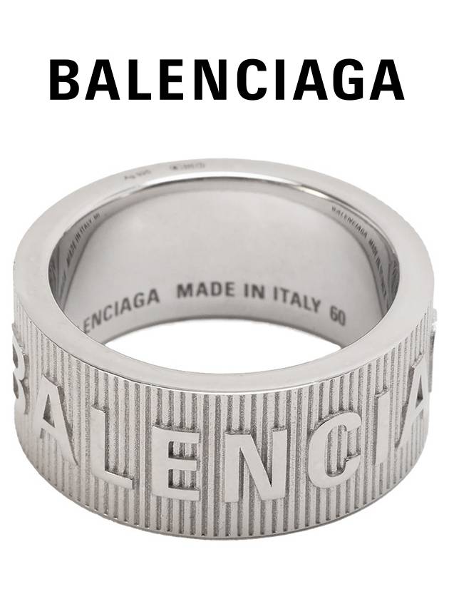 Luxury Balenciaga Trending 2025 Striped Logo Ring Silver