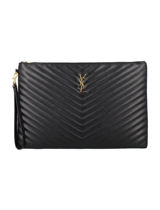 Luxury Saint Laurent Trending 2025 Women's Ysl D.c. Mono Pouch in Black | 24A440222CWU01 Color 1000