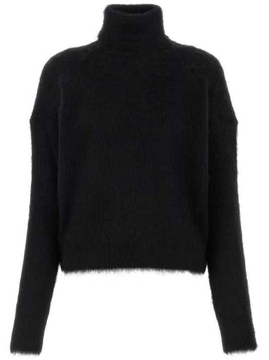 Luxury Saint Laurent Trending 2025 Women's Mohair Blend Turtleneck Black