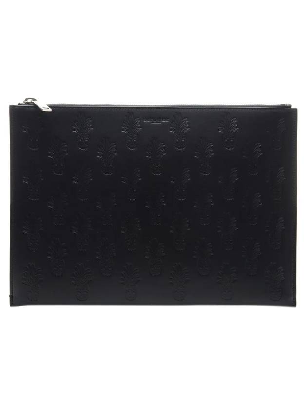 Luxury Saint Laurent Trending 2025 Skull Pineapple Pattern Clutch Bag Black