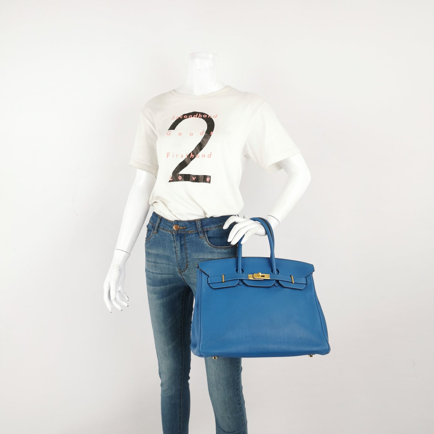 Hermes Birkin 35 7Q Mykonos Blue Togo Calfskin Leather Gold Hardware 2011