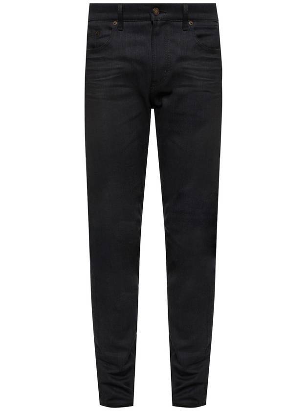 Luxury Saint Laurent Trending 2025 Men's Denim Slim Fit Coated Jeans Black