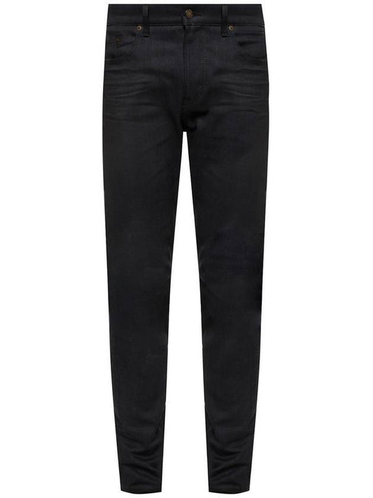 Luxury Saint Laurent Trending 2025 Men's Denim Slim Fit Coated Jeans Black