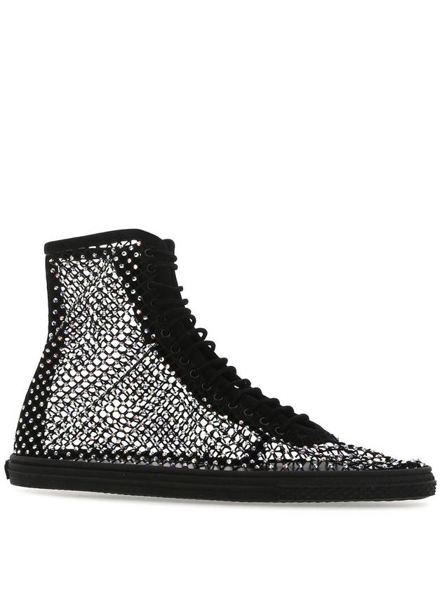 Luxury Saint Laurent Trending 2025 Rhinestone Diamond High-Top Sneakers Black