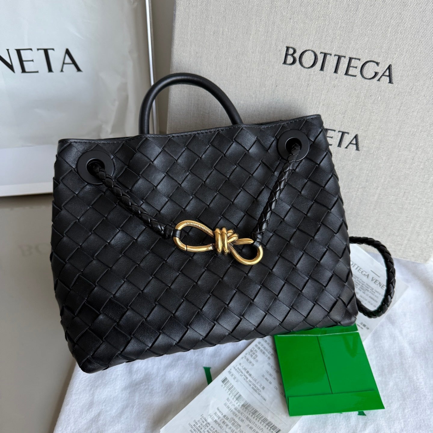 Bottega Veneta Small Andiamo Black Intrecciato Handbag 2023