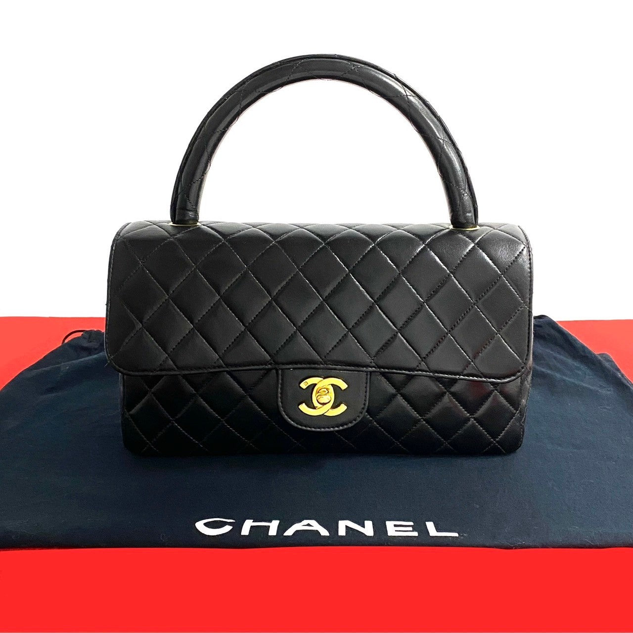 CHANEL Handbag lambskin black Matrasse