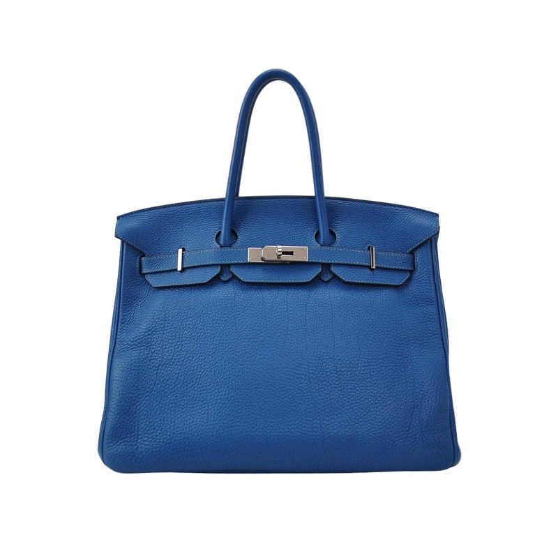 Hermes Birkin 35 Blue Calfskin Leather Silver-tone Palladium Hardware 2010
