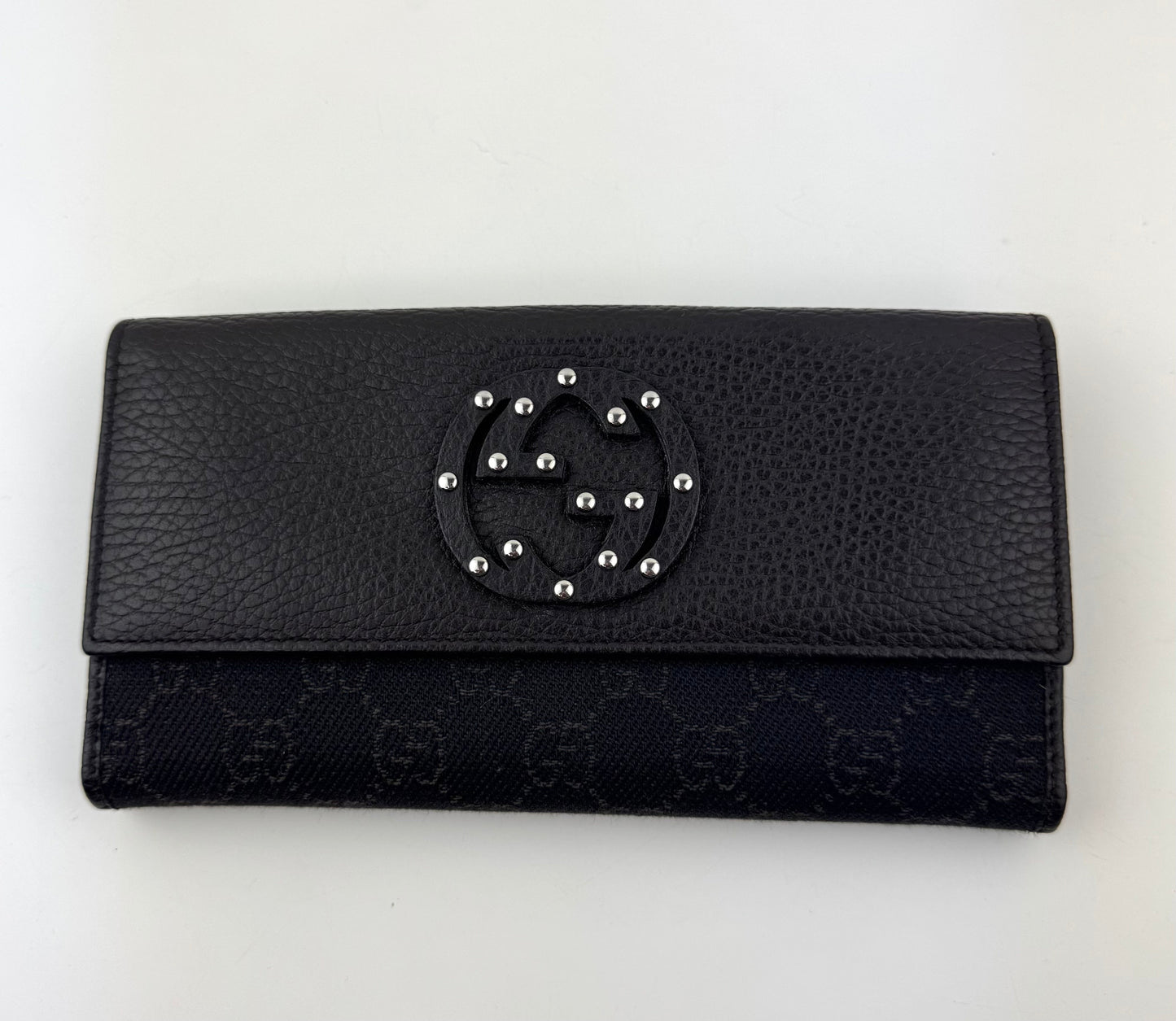 Gucci Dark brown GG Canvas And Leather Interlocking G Continental Wallet