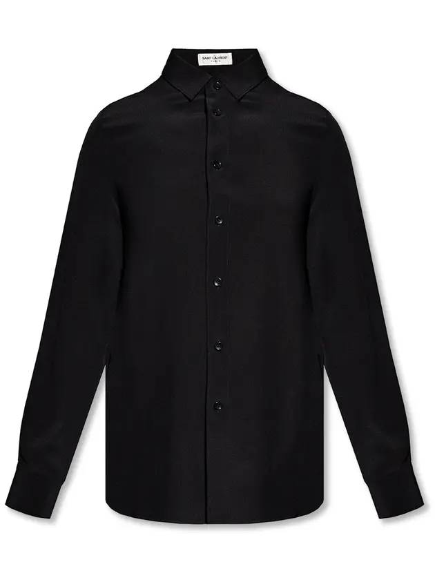 Luxury Saint Laurent Trending 2025 Basic Slim Fit Silk Shirt Black