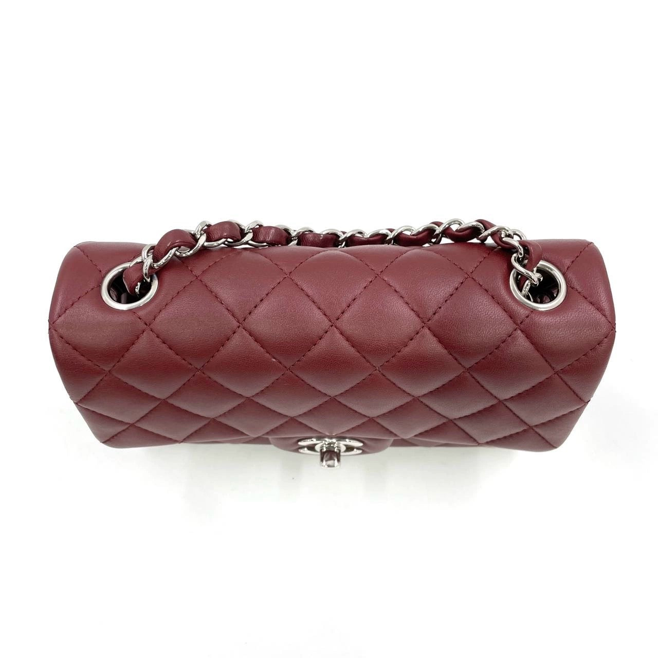 Chanel Classic Flap Rectangular Mini Burgundy Lambskin Silver HW, 2019