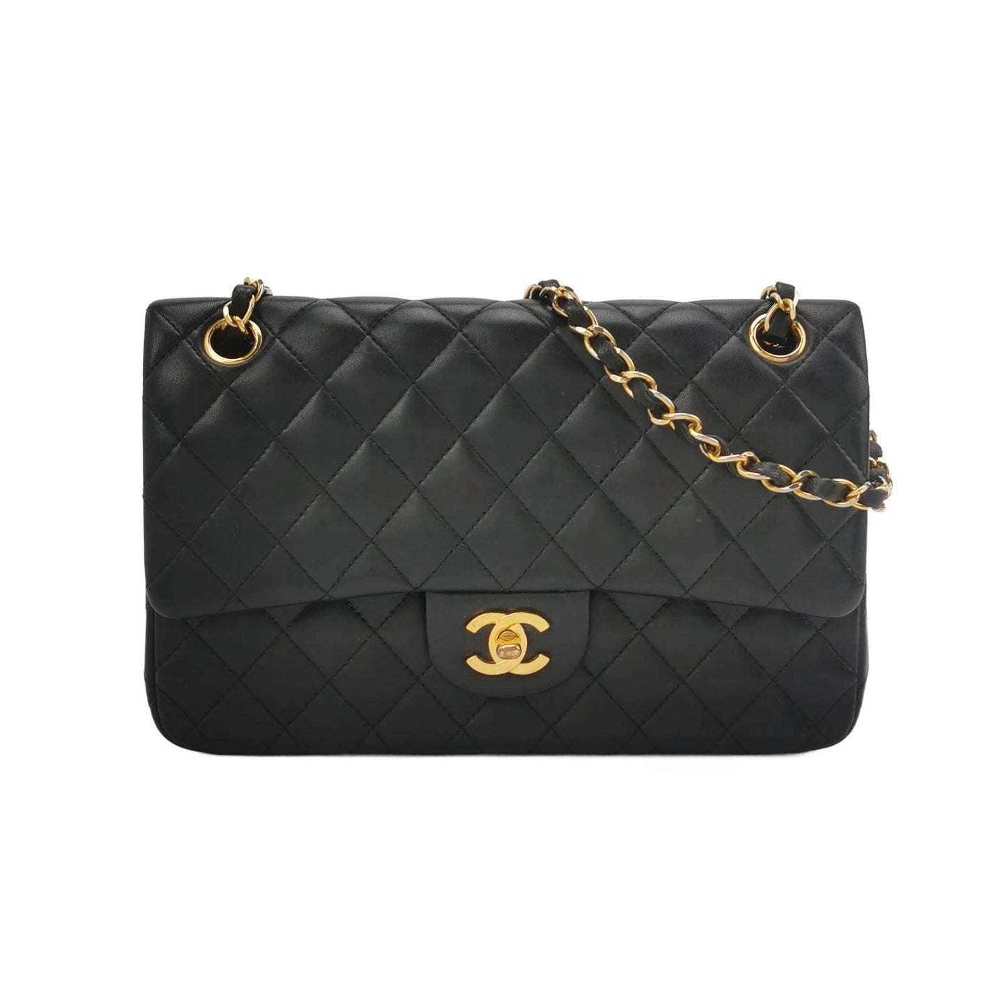 Chanel Classic Flap Vintage Medium Black Lambskin Leather with 24k Gold HW, 1991-1994