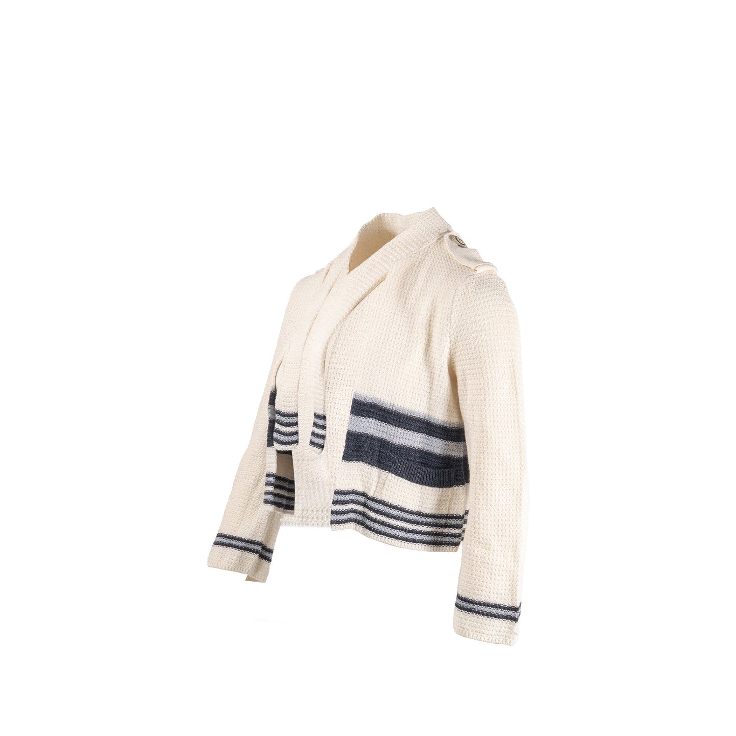 Chanel size 38 cardigan multicolor white / blue paper/ cotton/ silk