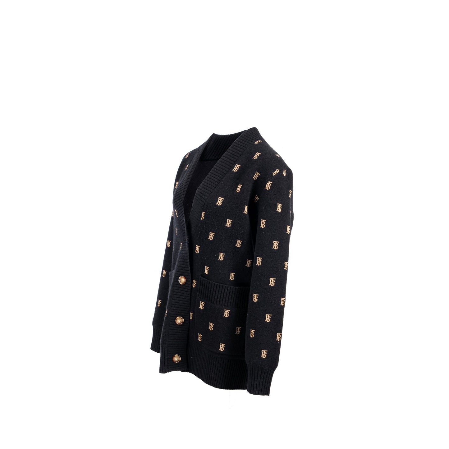 Burberry Size S Palena -Monogram Cardigan Wool Black/ Beige