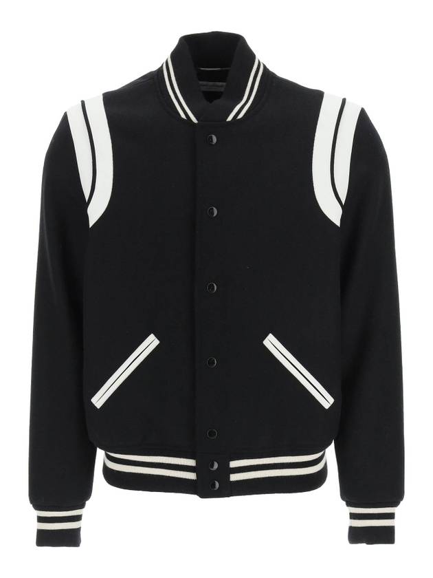 Luxury Saint Laurent Trending 2025 Teddy Bomber Jacket in Wool Black White