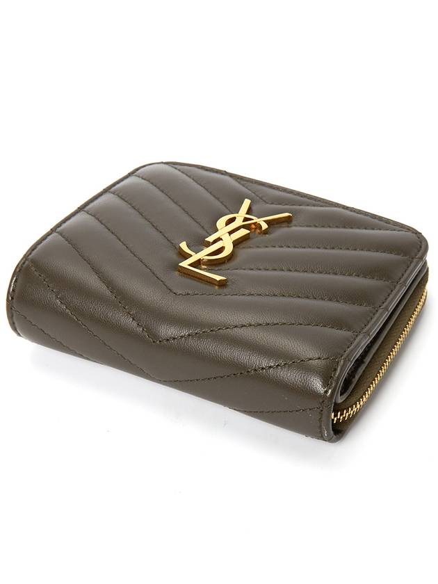 Luxury Saint Laurent Trending 2025 Cassandra Quilting Around Half Wallet Light Musk