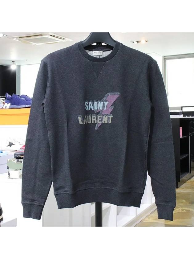 Luxury Saint Laurent Trending 2025 Logo Print Cotton Sweatshirt Grey
