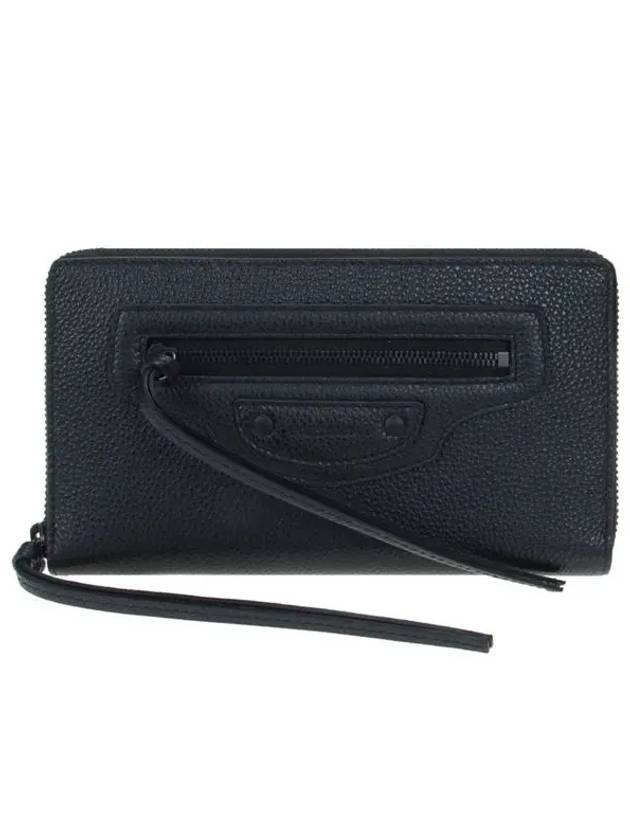 Luxury Balenciaga Trending 2025 Neo Classic Zipper Long Wallet Black