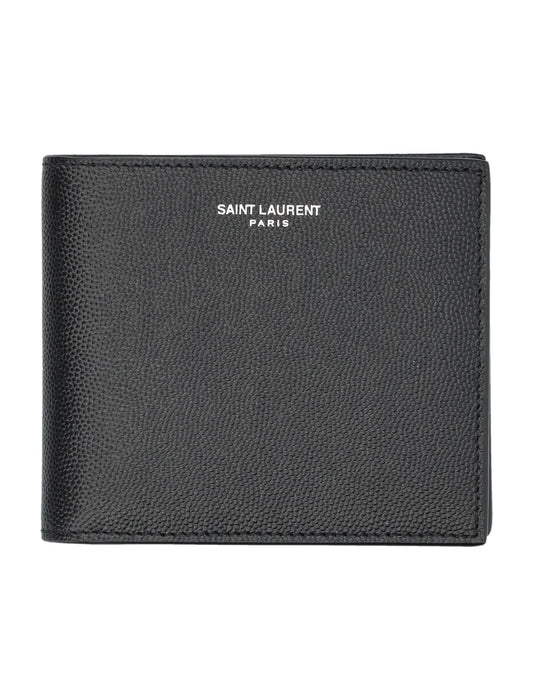 Luxury Saint Laurent Trending 2025 Men's Grain De Poudre Wallet Coin in Black | 24A396303BTY0N Color 1000
