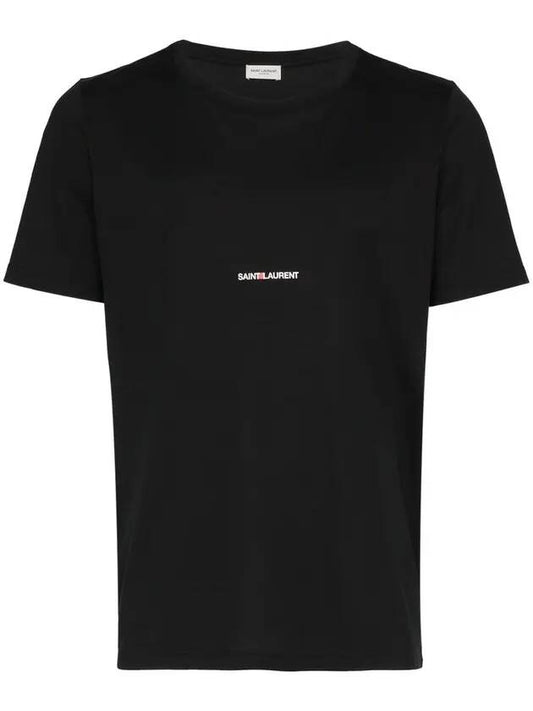 Luxury Saint Laurent Trending 2025 Men's Small Logo Short Sleeve T-Shirt Black