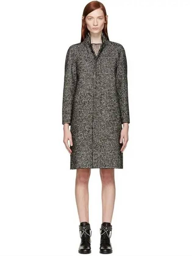 Luxury Saint Laurent Trending 2025 Houndstooth Wool Single Coat Grey