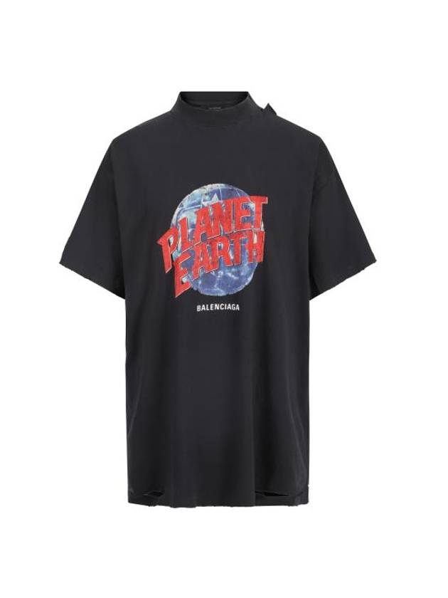 Luxury Balenciaga Trending 2025 Planet Earth Oversized Short Sleeve T-Shirt Black