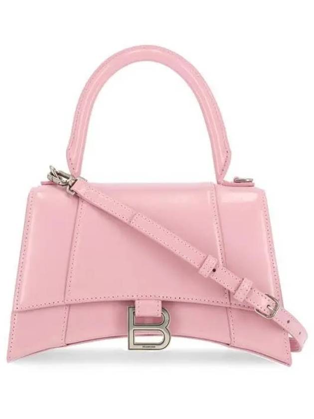 Luxury Balenciaga Trending 2025 Hourglass Shiny Box Calfskin Small Tote Bag Pink