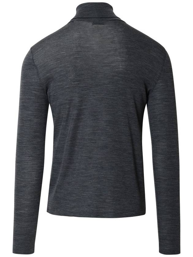 Luxury Saint Laurent Trending 2025 Embroidered Logo Roll Neck Wool Knit Top Grey
