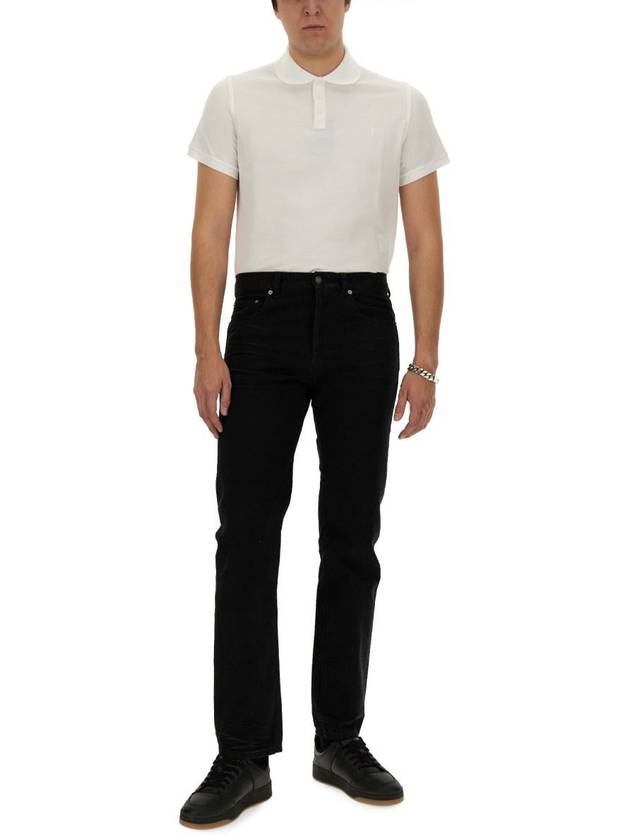 Luxury Saint Laurent Trending 2025 Men's Monogram Cotton Short Sleeve Polo Shirt White
