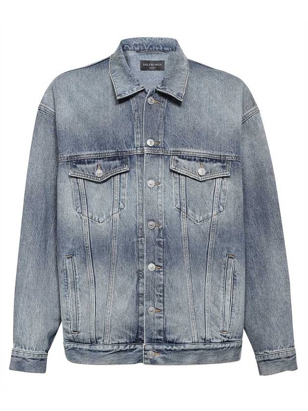 Luxury Balenciaga Trending 2025 Back Logo Print Oversized Denim Jacket Blue