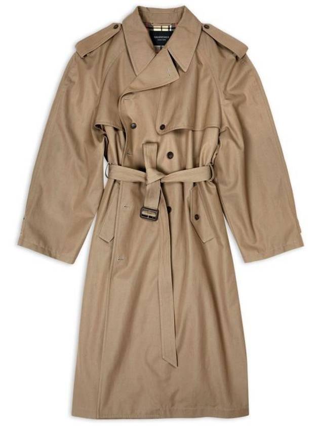 Luxury Balenciaga Trending 2025 Women's Oversized Shoulder Tab Trench Coat Beige