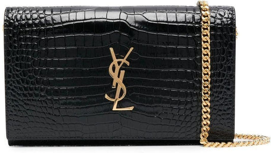 Luxury Saint Laurent Trending 2025 Women's Cassandre Leather Logo Plaque in Nero/Nero | 747464DND1J1000