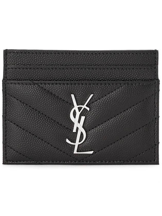 Luxury Saint Laurent Trending 2025 Cassandre Matelasse Card Case In Grain De Poudre Embossed Leather Black